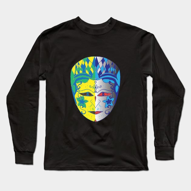 pop art traditional mask dance Long Sleeve T-Shirt by tebulation